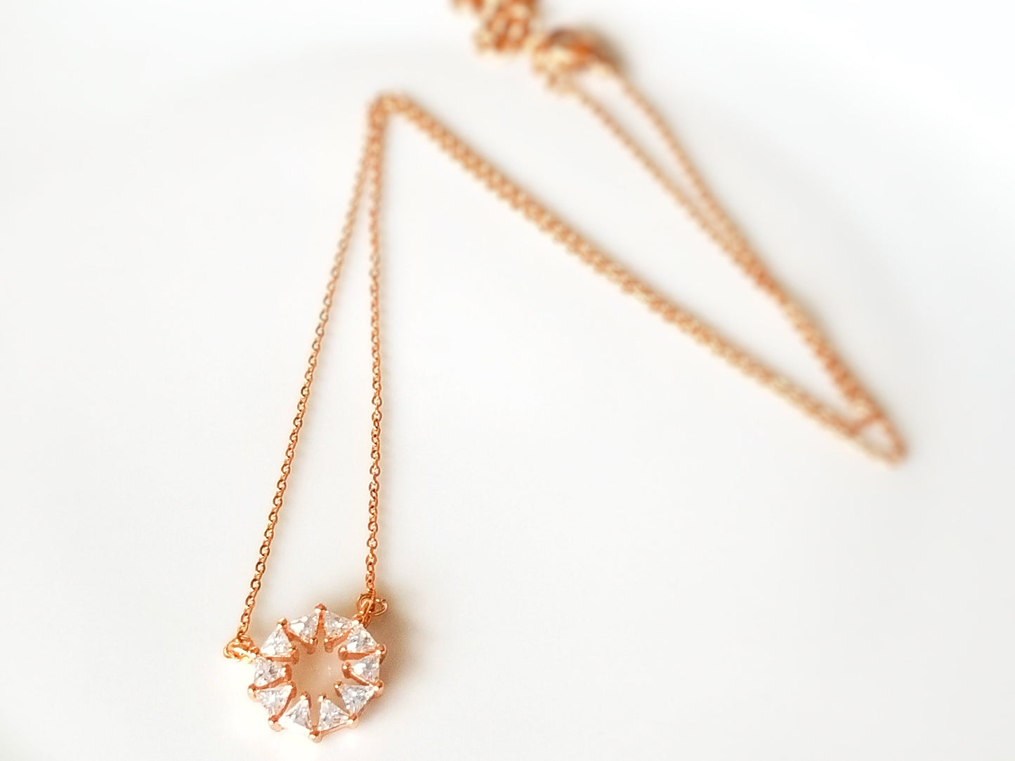 White Sapphire Circle of Love Pendant Necklace in 18K Rose Gold Fillled, Dainty Necklace, Gift for Women, Gift for Mom