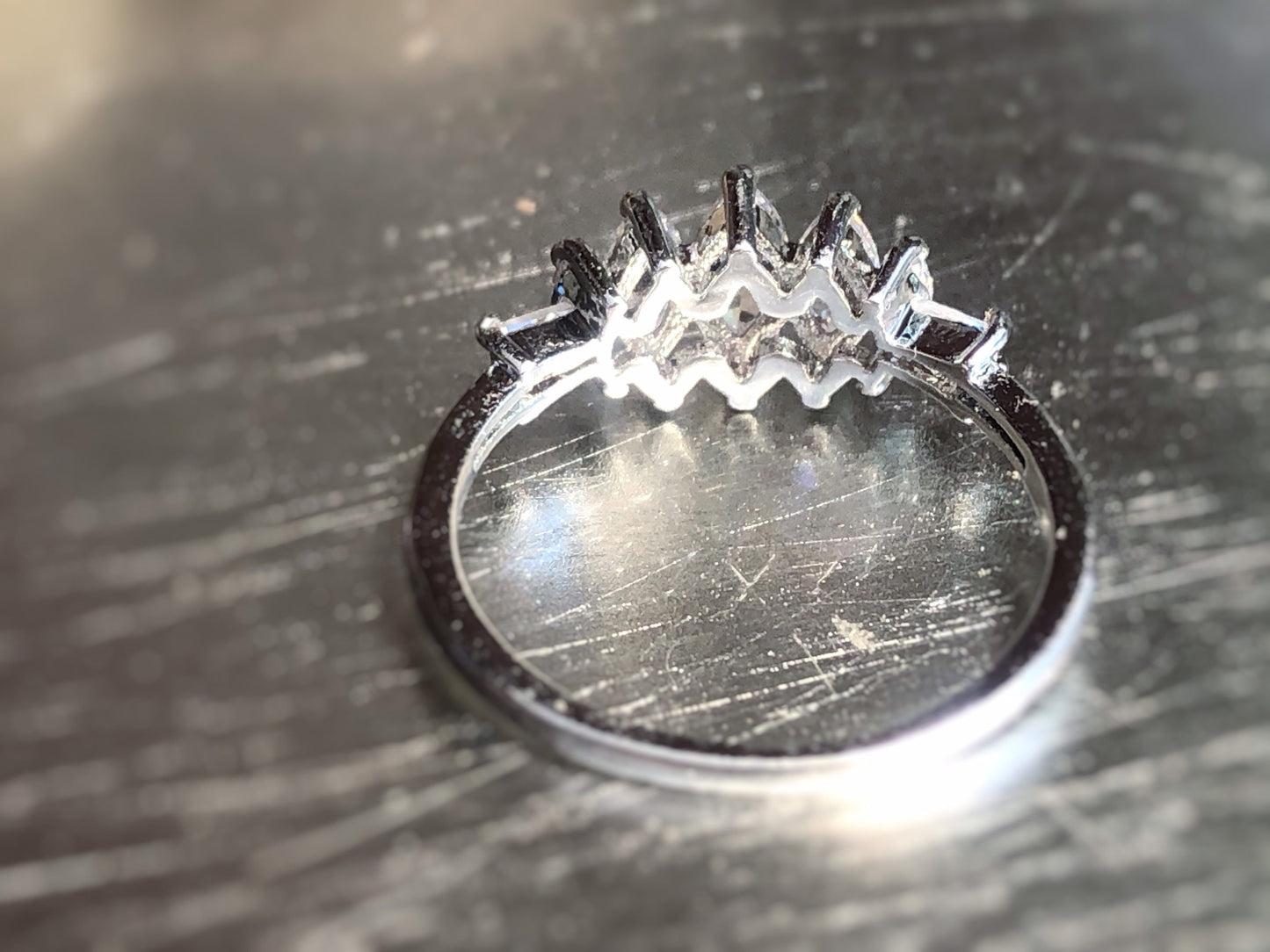 marquis cut 5 stone wedding ring  in 18k white gold, gift for her, gift for mom