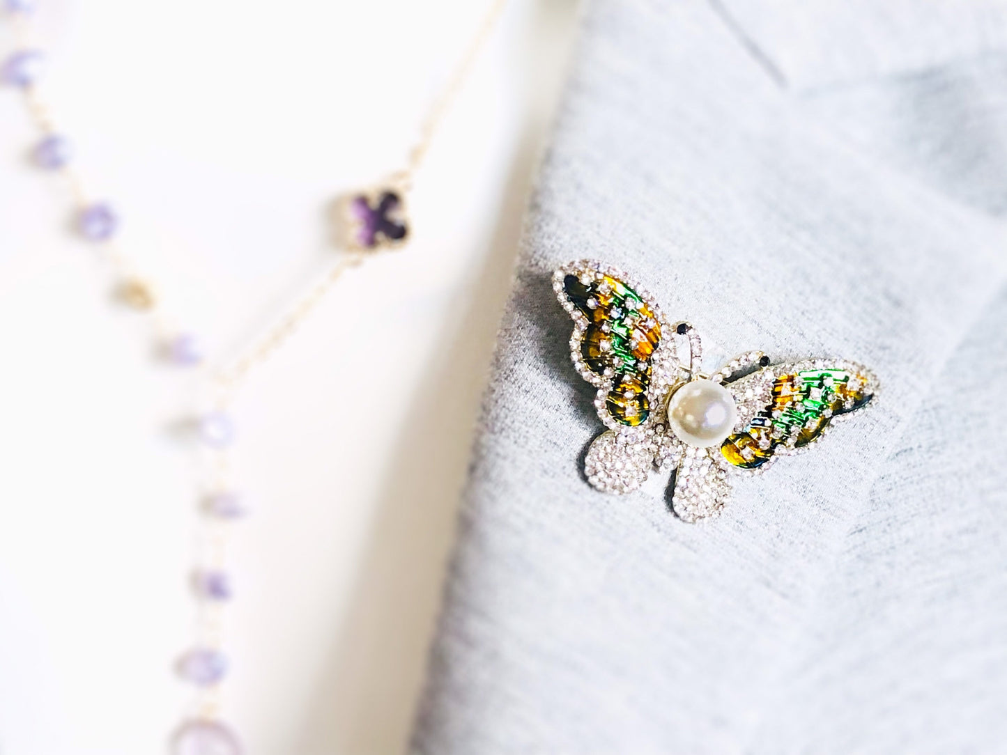 Pave crystal pearl butterfly brooch pin in gold, crystal pearl butterfly gold brooch, gift for her, gift for mom