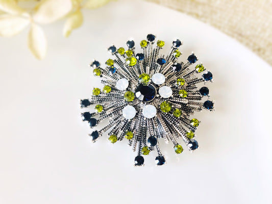 Multicolored crystal starburst brooch pin, statement crystal brooch pin, gift for mom, gift for her