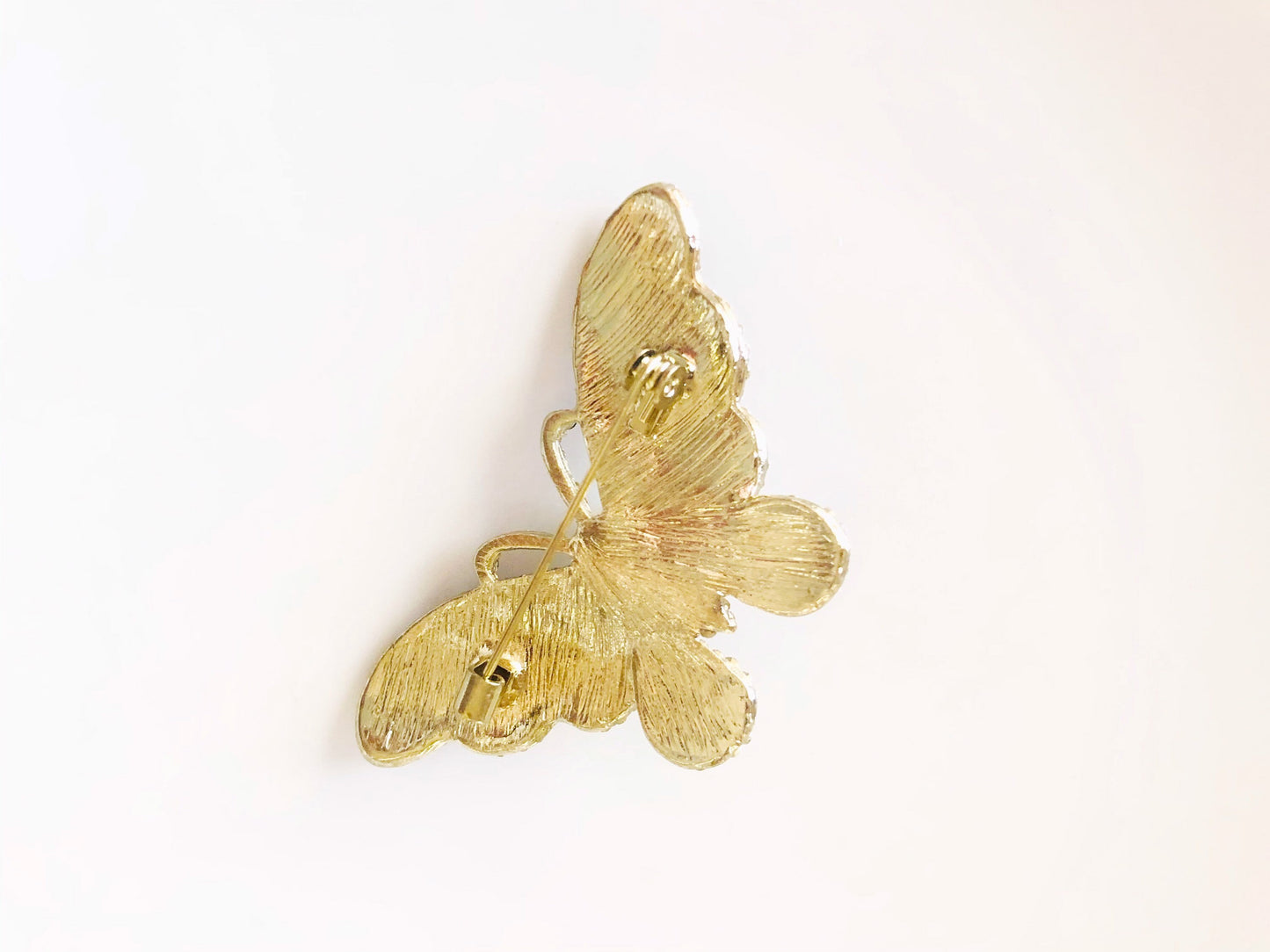 Pave crystal pearl butterfly brooch pin in gold, crystal pearl butterfly gold brooch, gift for her, gift for mom