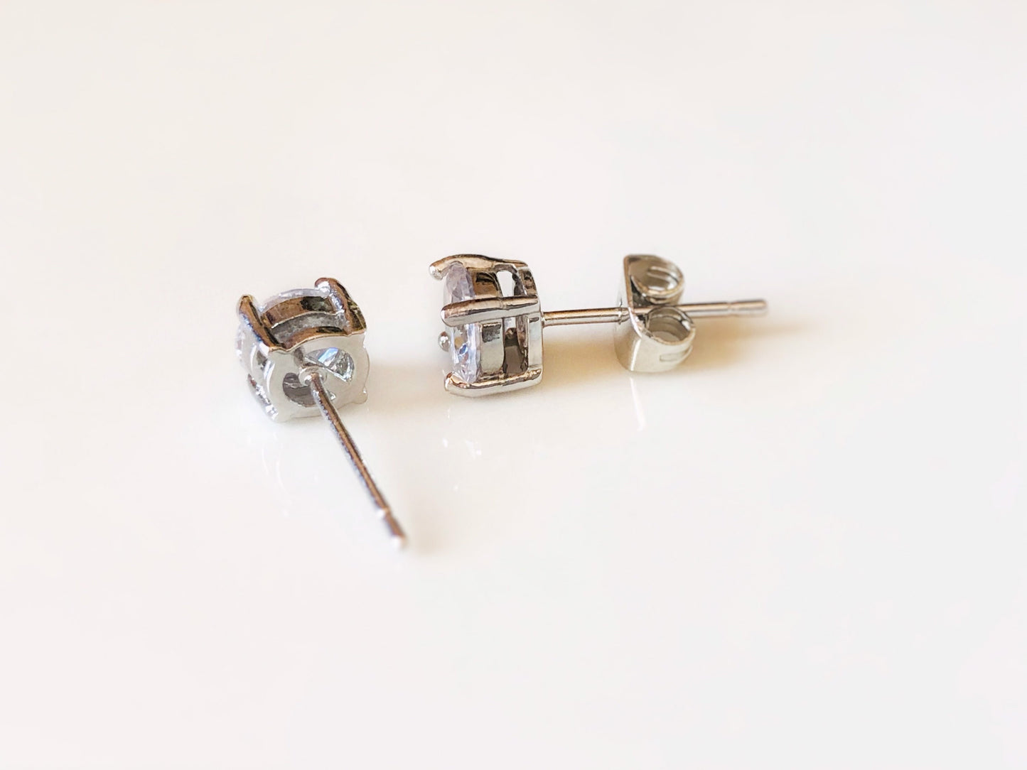 2ct solitaire stud earrings, white sapphire gemstone stud earrings