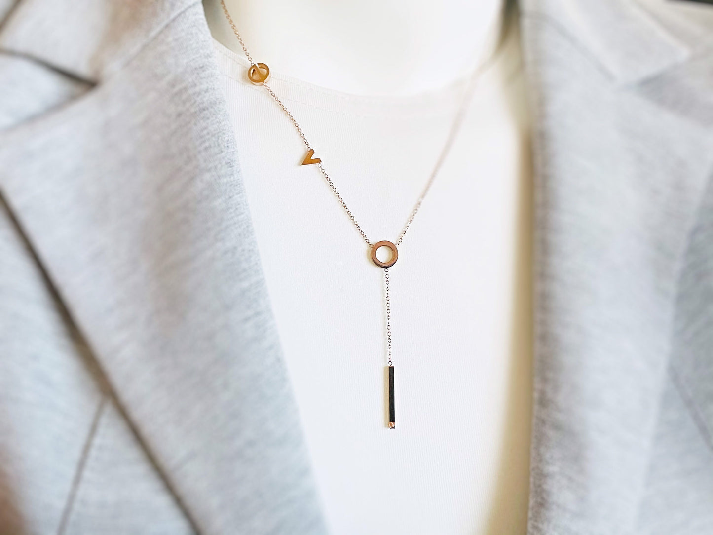 LOVE Lariat Necklace, love dainty Y necklace, Gift for Women, Gift for Mom, Valentine’s Day gift