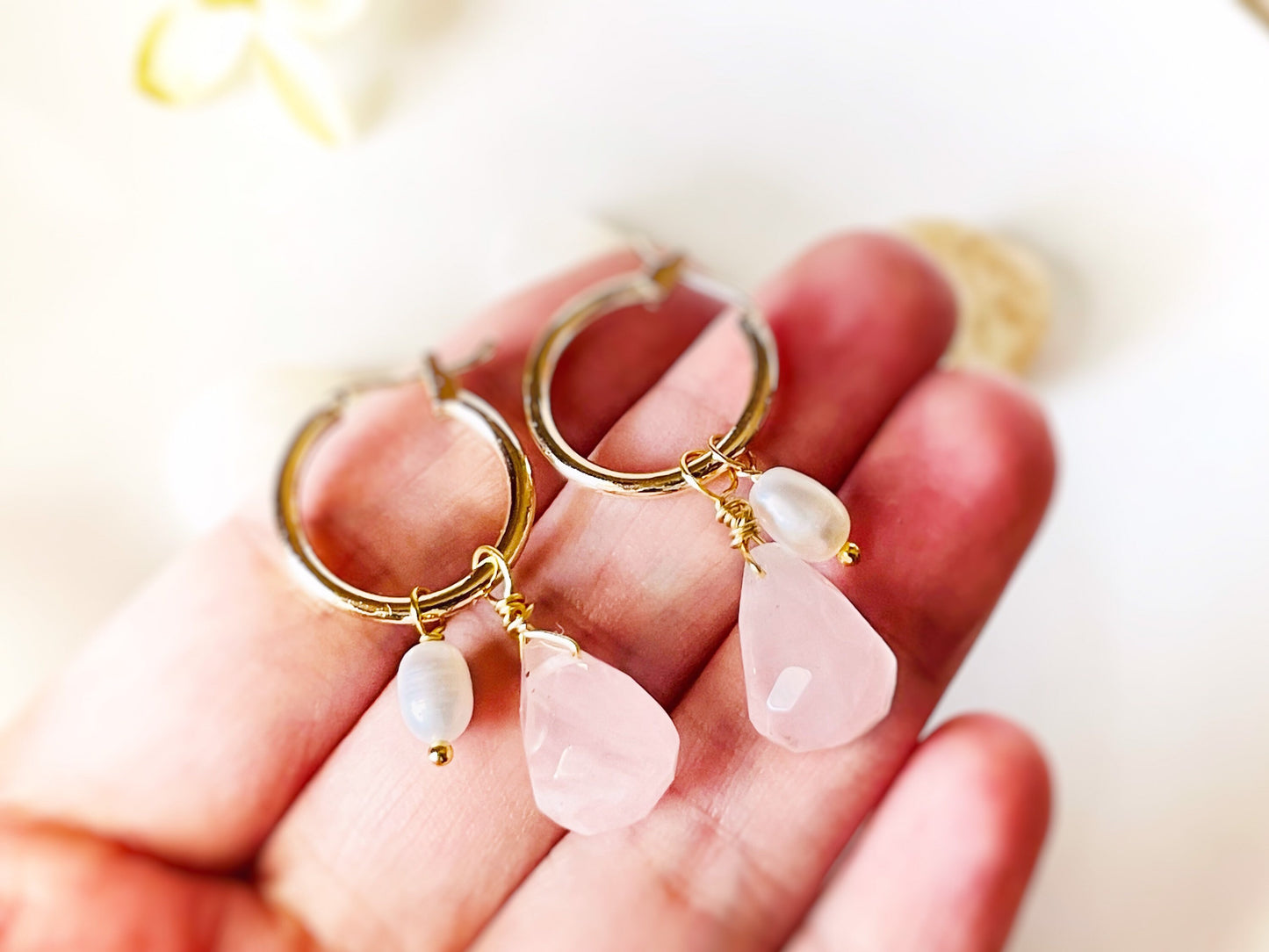 Natural amazonite teardrop pearl dangle earrings gold, blue green teal gemstone drop earrings, gift for mom, gift for her