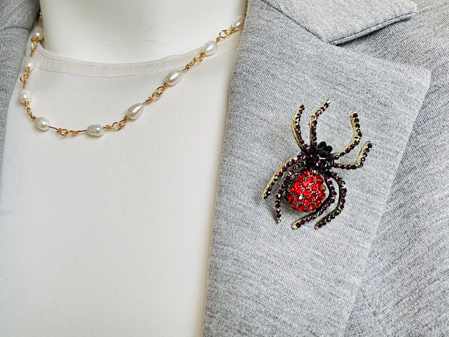 Crystal spider brooch pendant, ruby red amethyst crystal spider brooch, red purple crystal spider brooch, gift for her, gift for mom