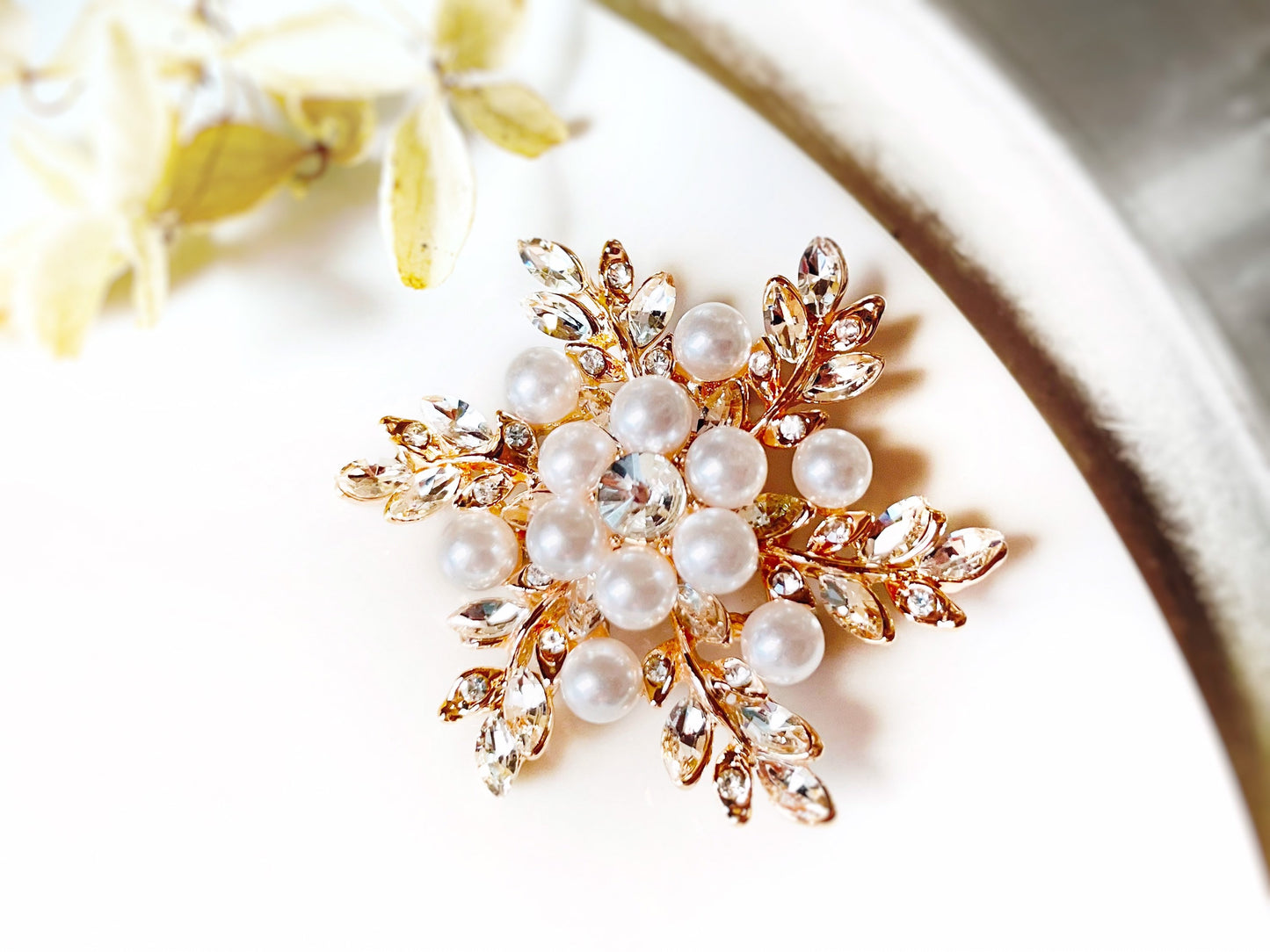 Crystal pearl brooch pin rose gold, flower bouquet brooch silver, wedding pearl crystal bouquet brooch, gift for mom, gift for her