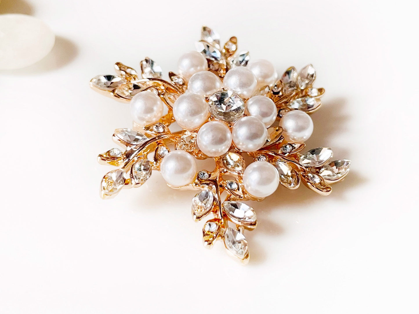 Crystal pearl brooch pin rose gold, flower bouquet brooch silver, wedding pearl crystal bouquet brooch, gift for mom, gift for her