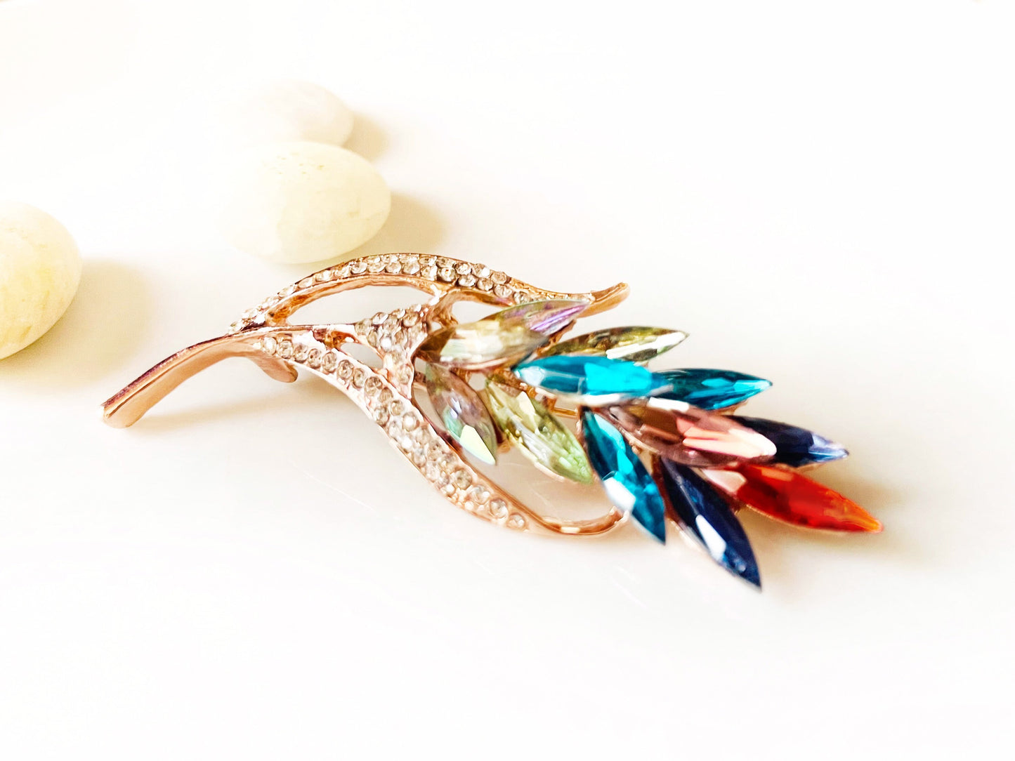 Rainbow fancy crystal flower brooch pin, multicolor fancy crystal bouquet brooch, gift for her, gift for mom