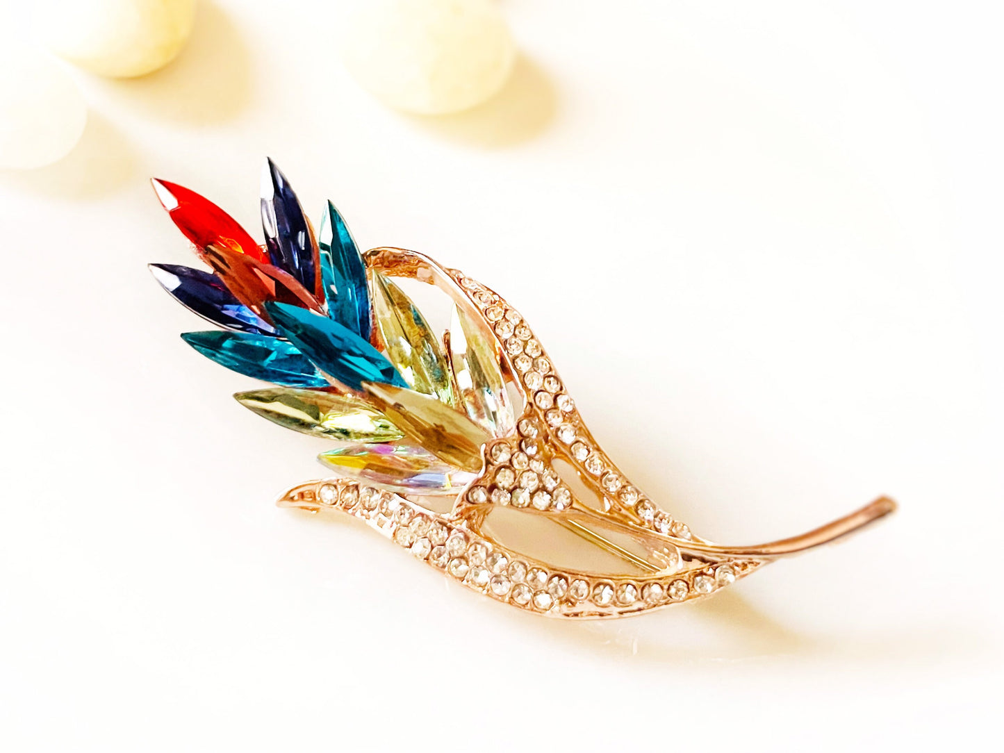 Rainbow fancy crystal flower brooch pin, multicolor fancy crystal bouquet brooch, gift for her, gift for mom