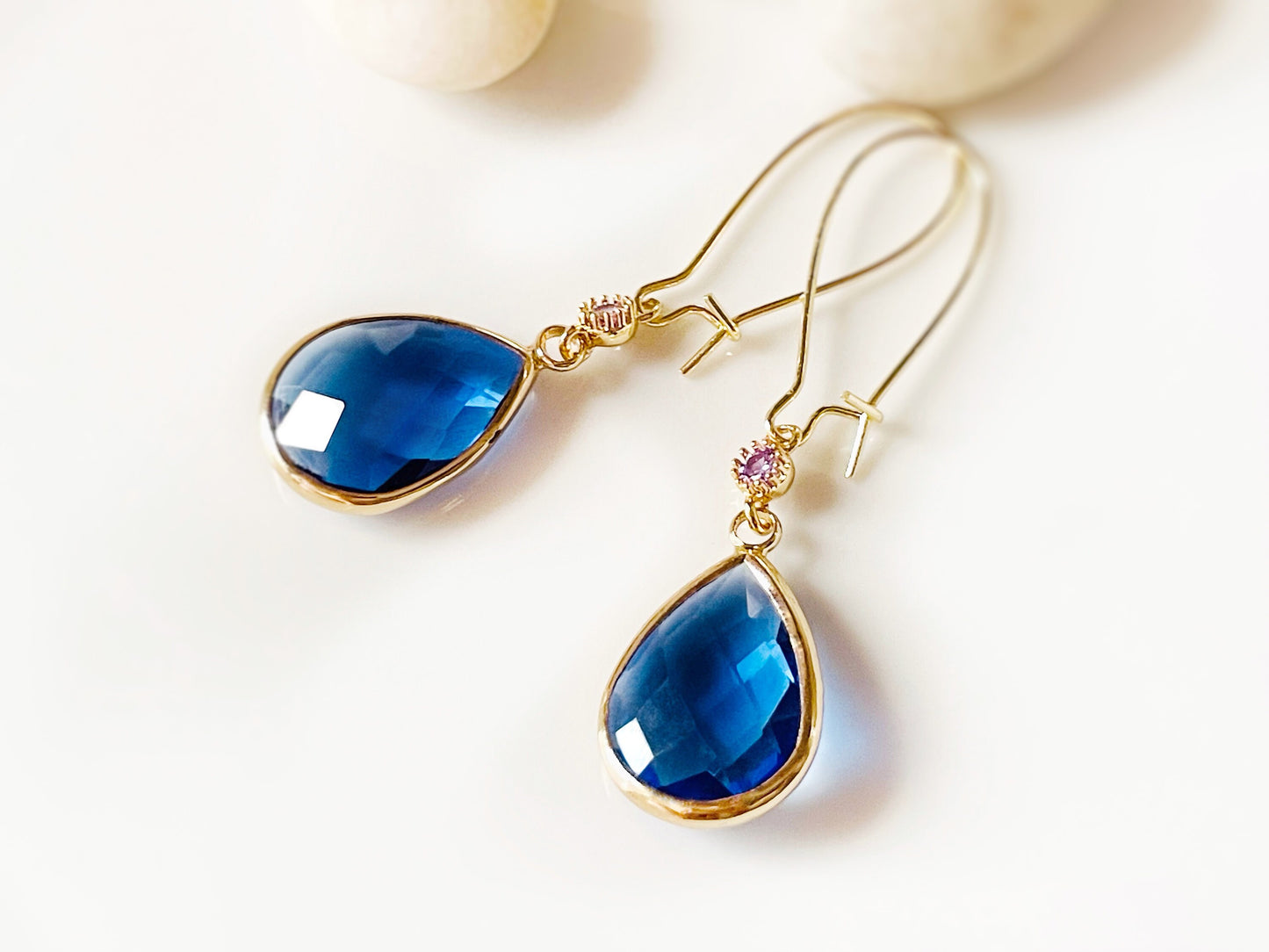 Large teardrop blue topaz long dangle earrings gold, blue long drop earring, gift for her, bridal statement earring, December  birthstone
