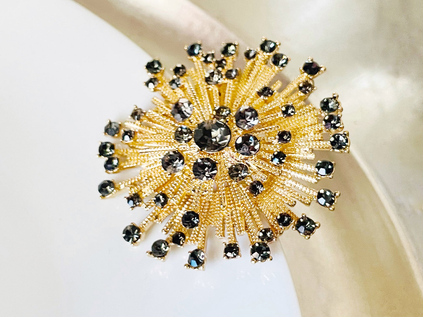 Rainbow crystal starburst  brooch pin, multicolored crystal statement pendant, gift for mom, gift for her