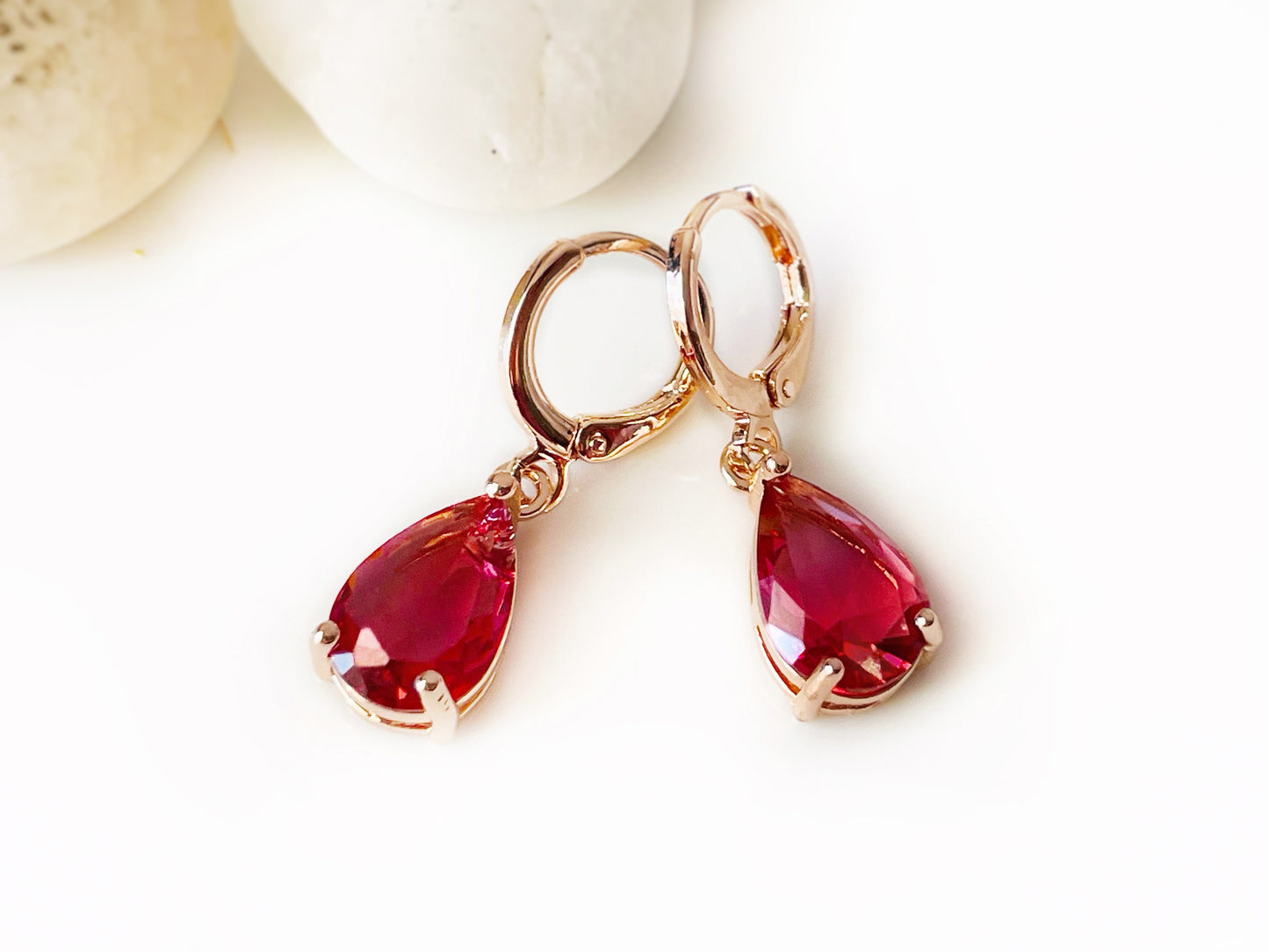 Pink tourmaline teardrop dangle earrings, pink gemstone drop earrings, October birthstones, gift for her, gift for mom